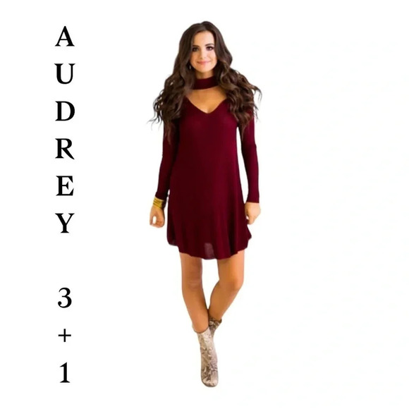 Maroon color Audrey 3+1 dress size S‎ - Picture 1 of 7